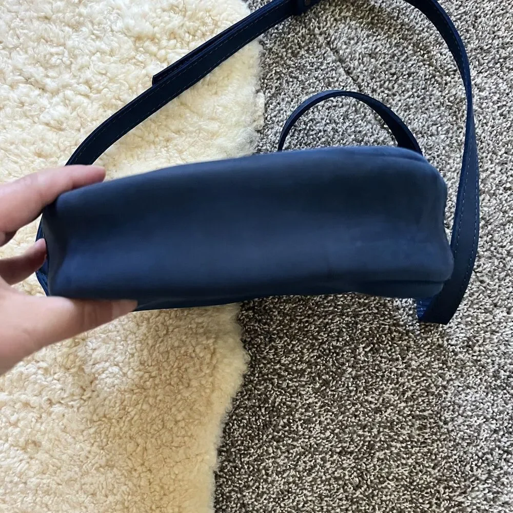 Portland Leather Goods Indigo Blue Circle Leather Crossbody Bag